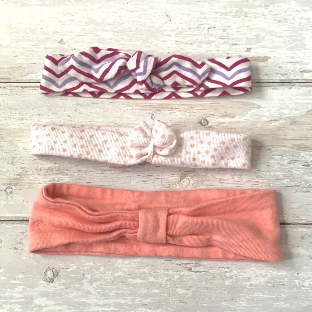 Baby Girl Headband Bundle Carters Gymboree Brands Lot of 3 Pink Purple Hearts